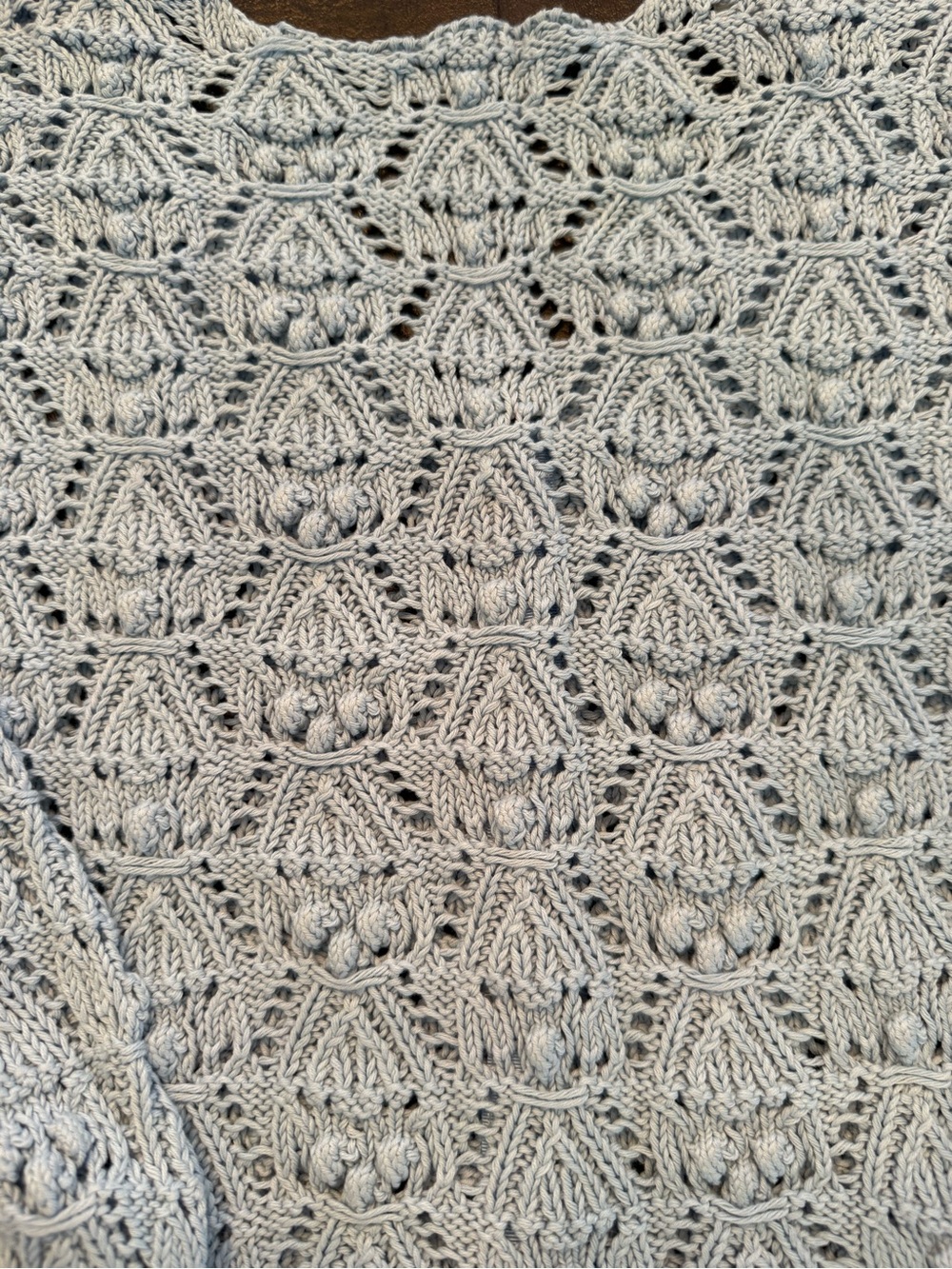 Sezane Pale Blue Crochet Knit Sweater - Picture 2 of 5